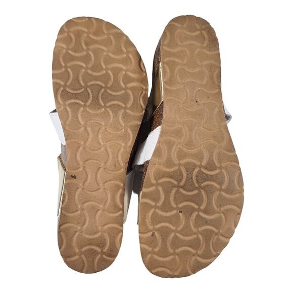 Bos & Co White Gold Cork Wedge Sandals Made in Italy 38 US 7 - Picture 5 of 6
